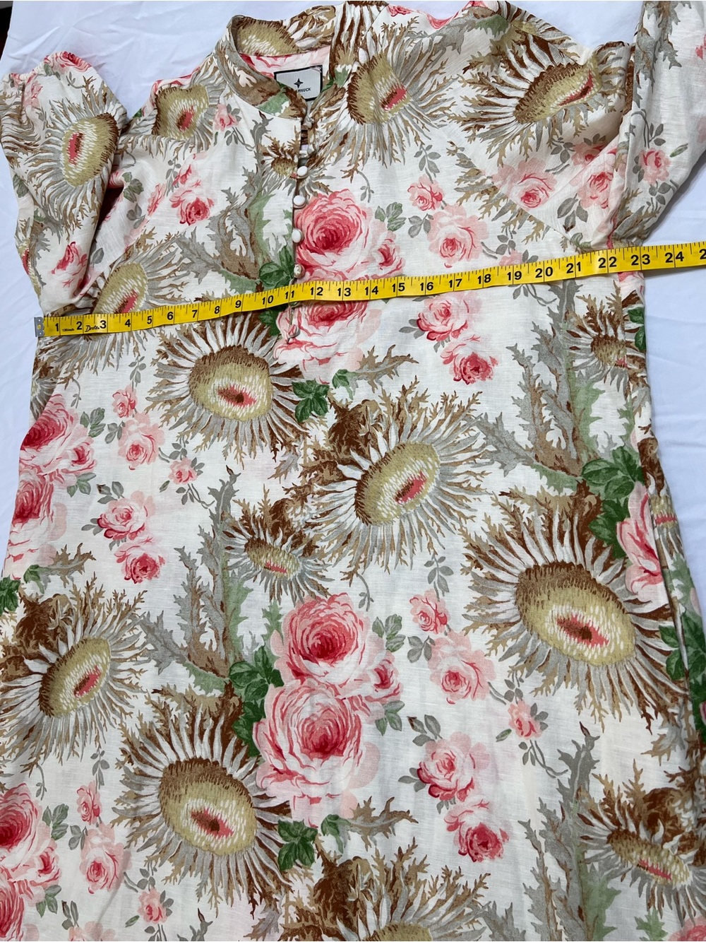 Tuckernuck XL Floral Linen Cotton Shirt Dress Rose Thistle Midi - Picture 3 of 8